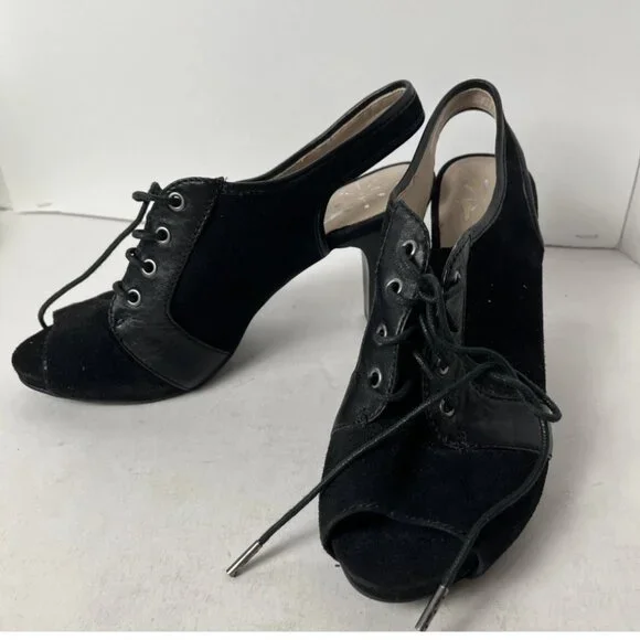 Isaac Mizrahi Live Imtessa Black Lace Slingback Heels 6M - Picture 1 of 16